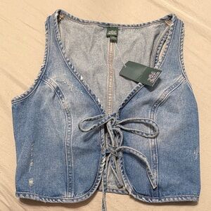 Wild Fable Light Blue Denim Lace-Up Blouse